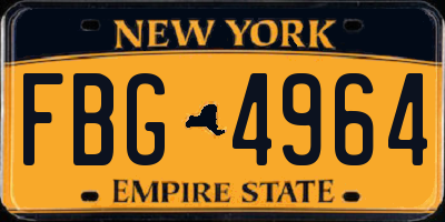 NY license plate FBG4964
