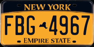 NY license plate FBG4967