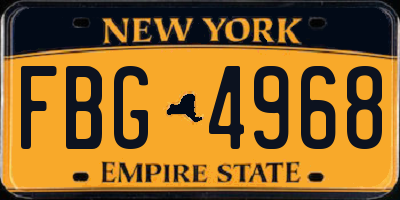 NY license plate FBG4968