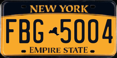 NY license plate FBG5004