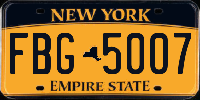 NY license plate FBG5007