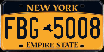 NY license plate FBG5008
