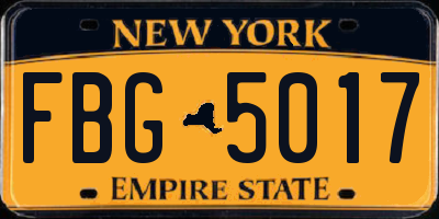 NY license plate FBG5017