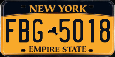 NY license plate FBG5018