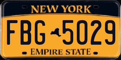 NY license plate FBG5029