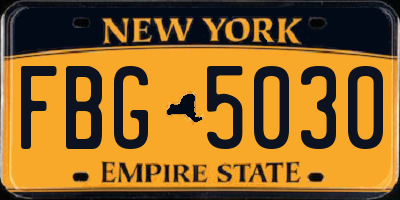 NY license plate FBG5030