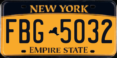 NY license plate FBG5032