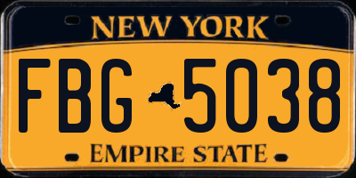 NY license plate FBG5038