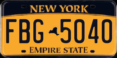 NY license plate FBG5040