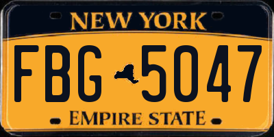 NY license plate FBG5047