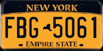 NY license plate FBG5061