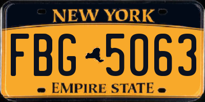NY license plate FBG5063