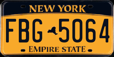 NY license plate FBG5064