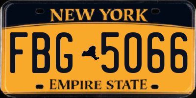 NY license plate FBG5066