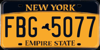 NY license plate FBG5077
