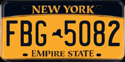 NY license plate FBG5082