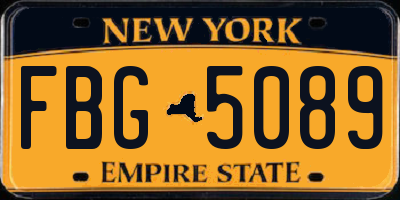 NY license plate FBG5089