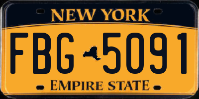 NY license plate FBG5091