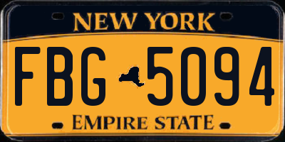 NY license plate FBG5094