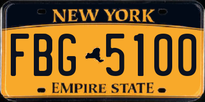 NY license plate FBG5100