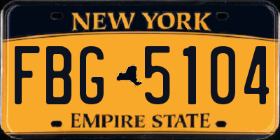 NY license plate FBG5104