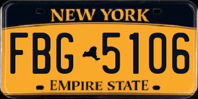 NY license plate FBG5106