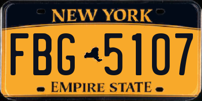 NY license plate FBG5107