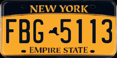 NY license plate FBG5113