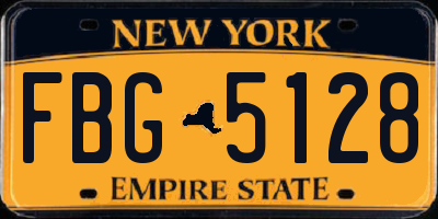 NY license plate FBG5128