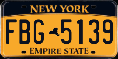 NY license plate FBG5139