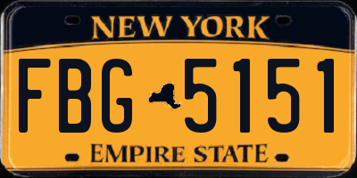 NY license plate FBG5151