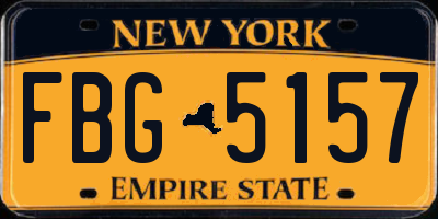 NY license plate FBG5157