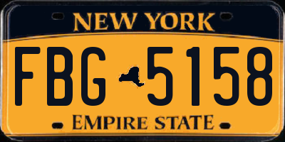 NY license plate FBG5158