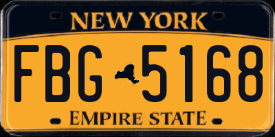 NY license plate FBG5168