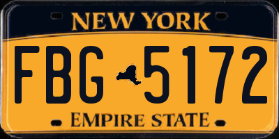NY license plate FBG5172