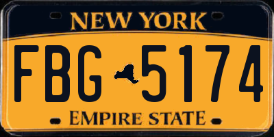 NY license plate FBG5174
