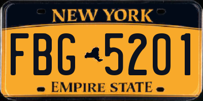 NY license plate FBG5201