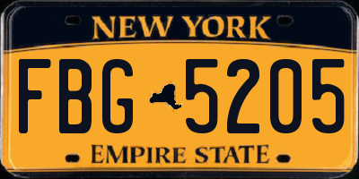 NY license plate FBG5205