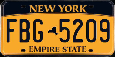 NY license plate FBG5209