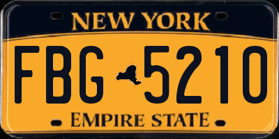 NY license plate FBG5210