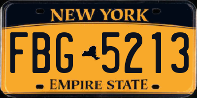 NY license plate FBG5213