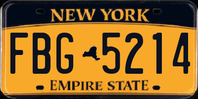 NY license plate FBG5214