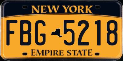 NY license plate FBG5218