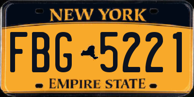 NY license plate FBG5221