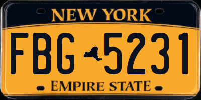 NY license plate FBG5231