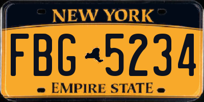 NY license plate FBG5234