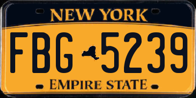 NY license plate FBG5239