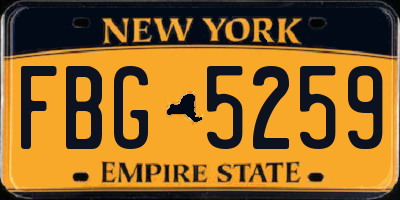 NY license plate FBG5259