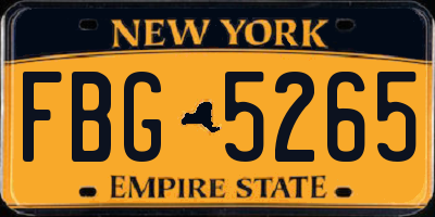 NY license plate FBG5265