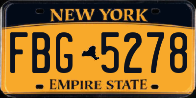 NY license plate FBG5278